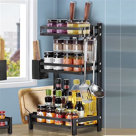 NK 2/3 Tier Spice Rack Stainless steel Freestanding Organizer Shelf for Kitchen Countertop ...