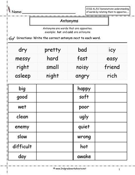 Englishlinx | Antonyms Worksheets | Free Printable Antonym Worksheets ...