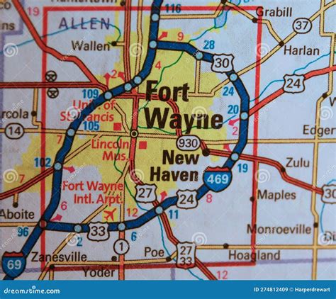 Map Image of Fort Wayne Indiana Stock Image - Image of county ...