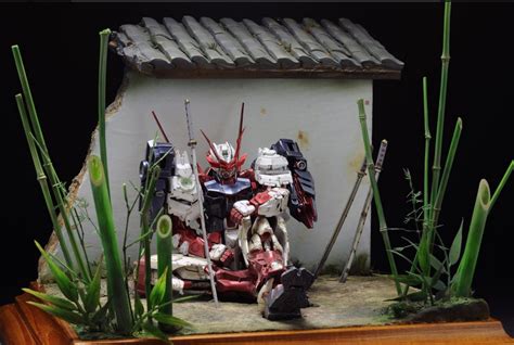 GUNDAM GUY: MG 1/100 Sengoku Astray Red Frame 'A Resting Warrior' - Diorama Build