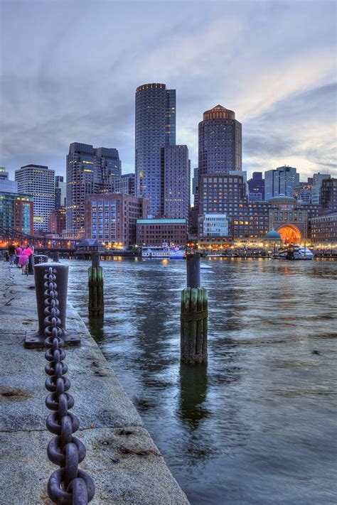 Boston Harbor Skyline Sunset Photograph by Joann Vitali