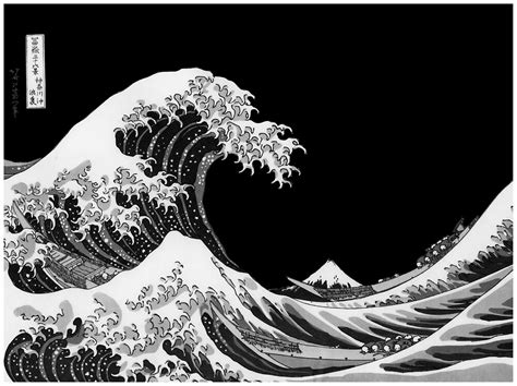 "The Great Wave off Kanagawa black and white picture " by nikolagg ...