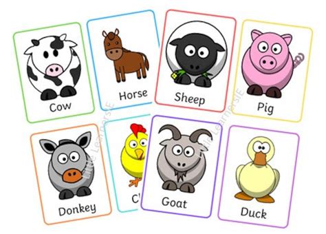 Farm Animals Flashcards for Toddlers and Pre-Schoolers | Etsy