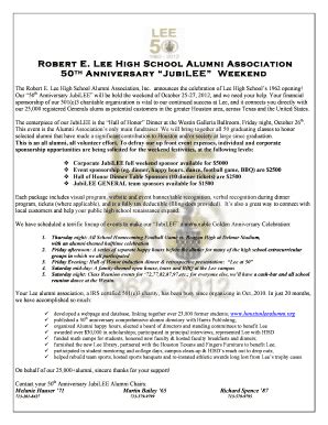 Fillable Online Lee High School Alumni Association Fax Email Print - pdfFiller