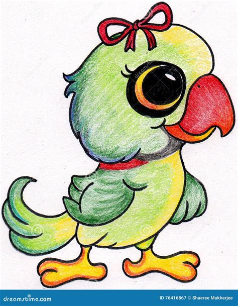 Parrot Drawing stock illustration. Illustration of vibrant - 76416867