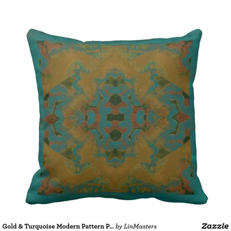 Gold & Turquoise Modern Pattern Pillow 4 Home Bedroom Pillows, Throw Pillows, Blue And Green ...