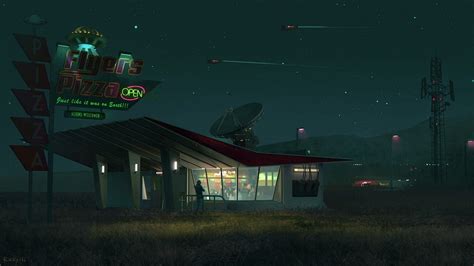 neon, green, art, red, text, science fiction, spaceship, satellite, science, flyers, house ...