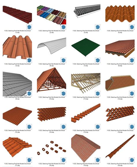 11202. Sketchup Roof tile Models Download