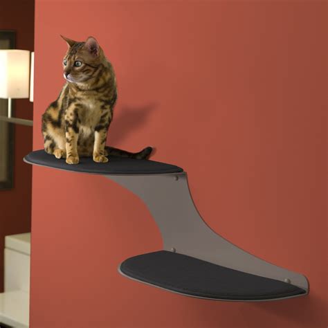 THE REFINED FELINE Cat Clouds Wall Mounted Cat Wall Shelf, Left-Facing ...