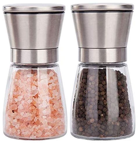 Salt & Pepper Mills, 3 Pcs Grinder with Free Caddy, Empty & Refillable ...