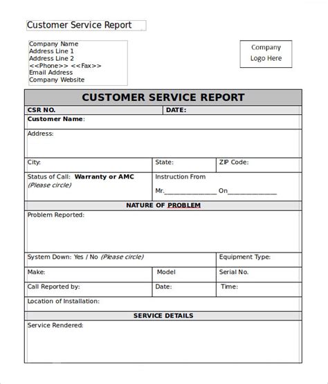 Technical Service Report Template Collection