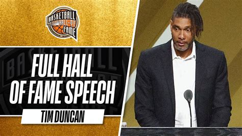 Tim Duncan | Hall of Fame Enshrinement Speech - YouTube