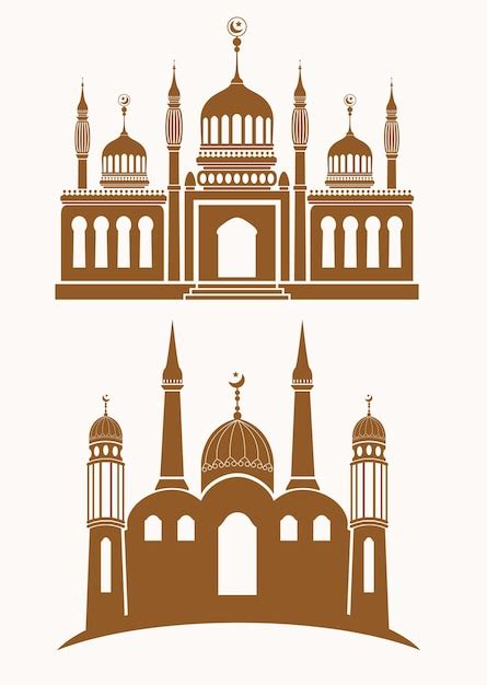 Premium Vector | Brown Islamic Mosque Silhouette