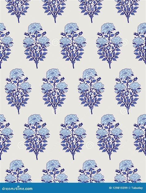 Floral blockprint pattern. stock vector. Illustration of morocco ...