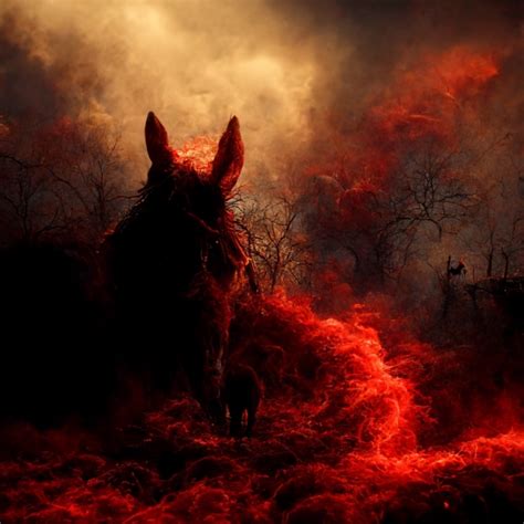 close up of apocalyptic battle horse, furious, | Midjourney