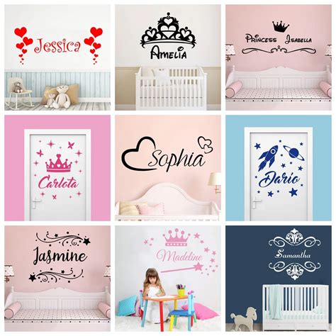 Customized Name Nursery Wall Stickers Vinyl Art Decals For kids Bedroom Decor Stickers Wall Art ...