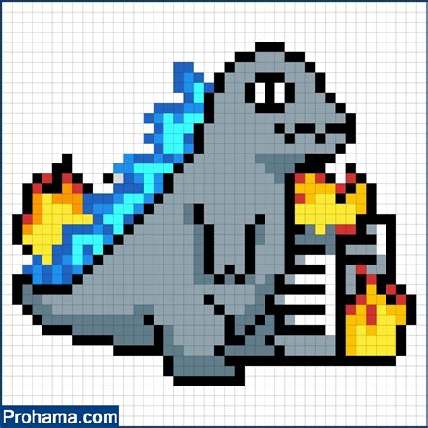 Pixel Art Godzilla | Pixel Art Grid | Pixel Art Pixel Art