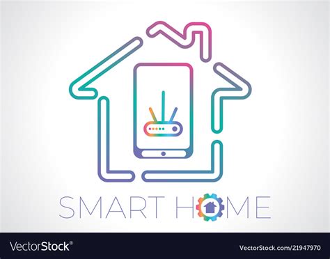 Smart home concept flat logo Royalty Free Vector Image