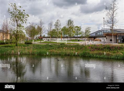 Alconbury Weald Man made lake,Major New Housing Development, near ...