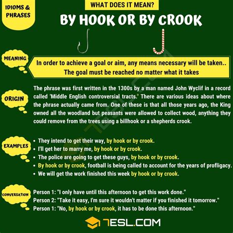 "By Hook or By Crook" Meaning, Origin and Examples • 7ESL