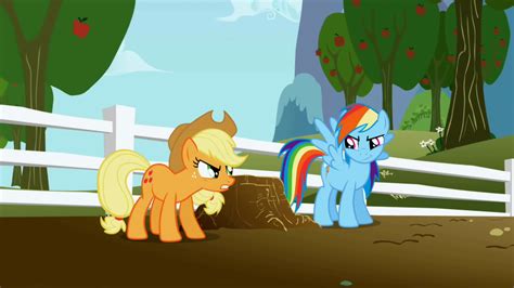 Image - Applejack and Rainbow Dash rivalry S1E03.png - My Little Pony Friendship is Magic Wiki