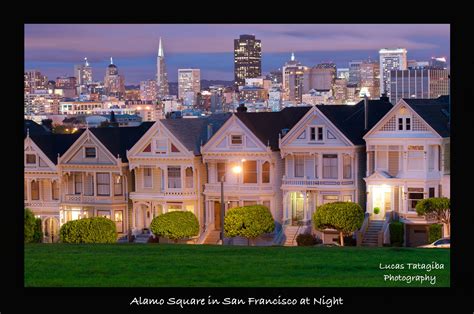 The Painted Ladies in Alamo Square San Francisco At Night, San Francisco Skyline, Alamo Square ...