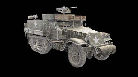 3D m3a1 half-track hardsurface - TurboSquid 1679630