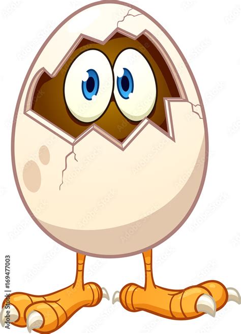 Cartoon chicken egg with eyes popping out. Vector clip art illustration ...