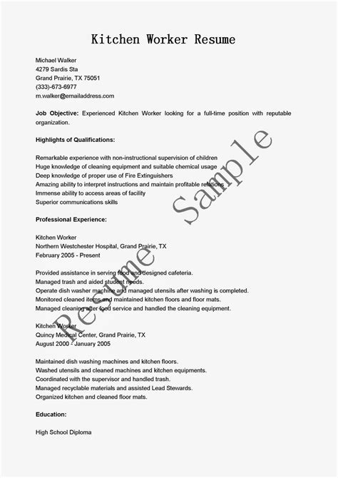 Resume Samples: Kitchen Worker Resume Sample