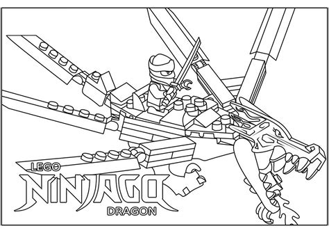 Lego Ninjago south a dragon in Legos - Ninjago Coloring Pages for Kids