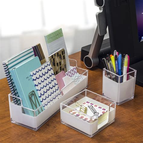 Sorbus Acrylic Desk Organizers Set – 3-Piece, Includes Desk Organizer ...