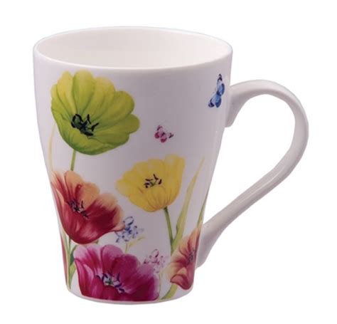 12 oz Bone China Flower Print Mug- case of 24 | Floral Supply