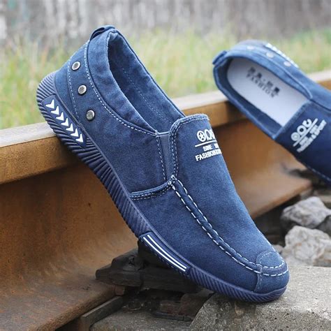 Fashion Denim Men Canvas Shoes Male Summer Sneakers Slip On Casual ...