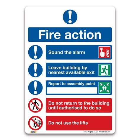 Custom Fire action safety sign