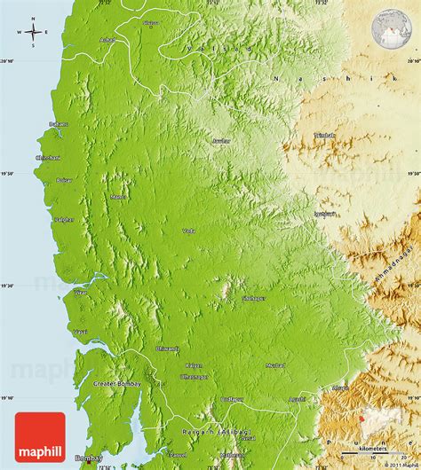 Physical Map of Thane