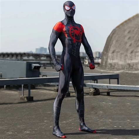 Spider Man Into Verse Cosplay Costume Miles Morales Jumpsuit - XL(140 ...