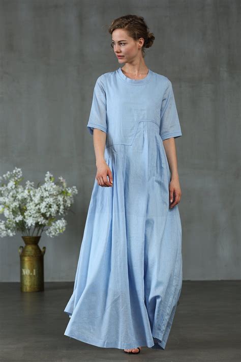 maxi linen dress in light blue | Linennaive® | Linen dresses, Maxi dress, Linen maxi dress