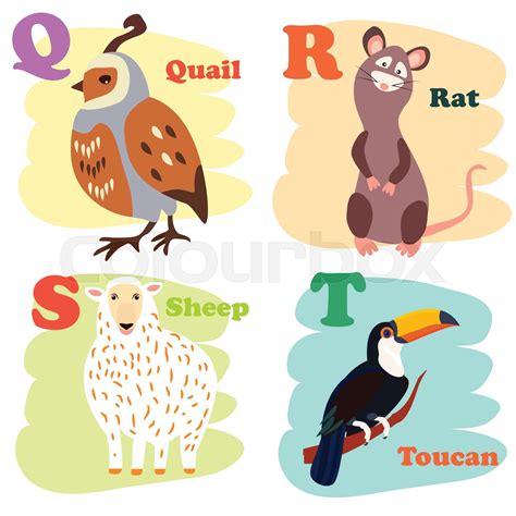 Cartoon Vector Illustration of Colorful English Alphabet with Funny ...