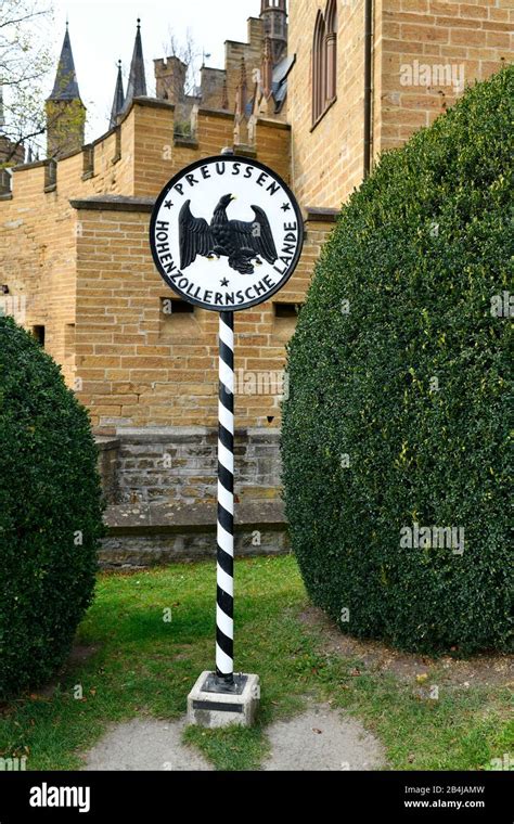 Coat of arms Prussia - Hohenzollern country, in front of Hohenzollern Castle, Hechingen, Swabian ...