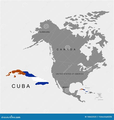 Territory of Cuba on North America Continent. Flag of Cuba. Vector ...