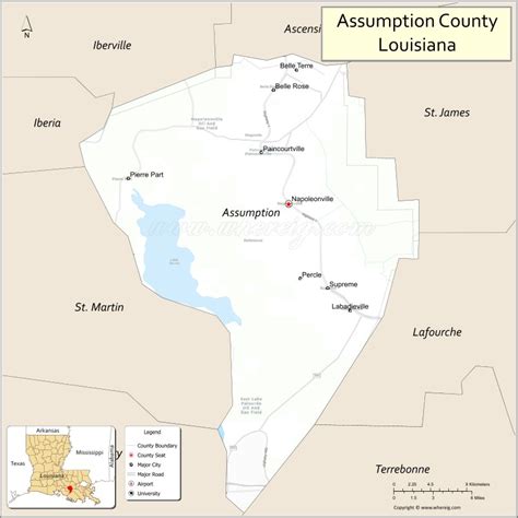 Assumption Parish Map, Louisiana - Where is Located, Cities, Population, Highways & Facts