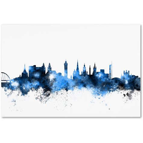 Trademark Fine Art "Glasgow Scotland Skyline White" Canvas Art by ...