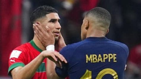 look | Kylian Mbappe Consoles Achraf Hakimi After France Thrash Morocco ...