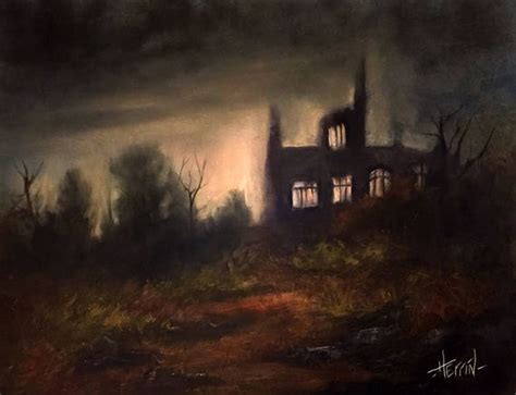 Gothic Castle Painting Tonalist Oil Painting Moon Painting