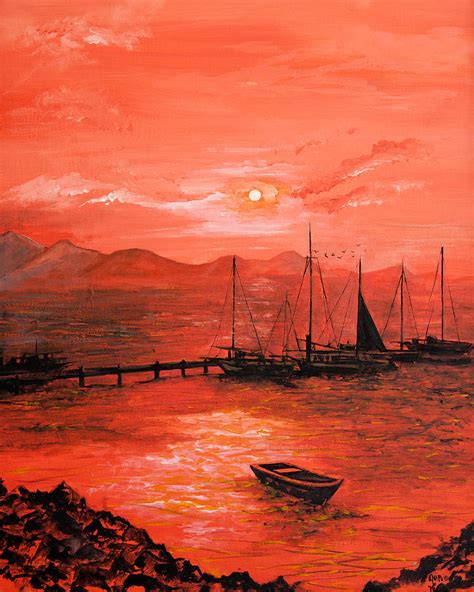 Red Sea Sunset Painting by Jane Woodward