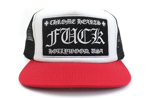 Chrome Hearts FUCK Hollywood Trucker Hat Red/Black/White - US