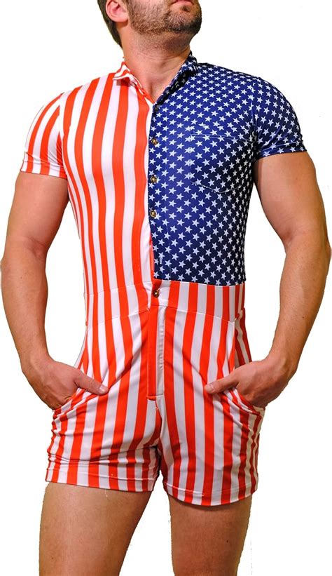 Men's One-Piece American Flag Male Romper (XL) at Amazon Men’s Clothing ...