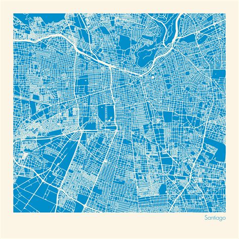 Santiago City Map Print City Map Poster Santiago Map Print | Etsy