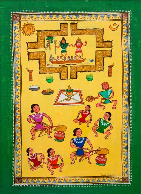 Tijaa Jagaar - Bastar Folk Art (2ft x 4ft) - International Indian Folk ...