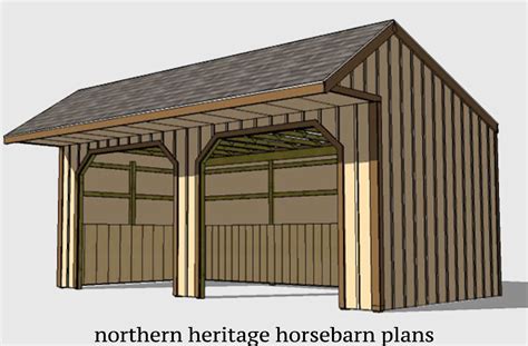 12x24 Run In/Loafing Shed Horse Barn Plan – Northern Heritage Horsebarn Plans